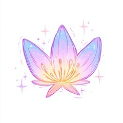 Naklejka premium Pastel Rainbow Flower Bloom Magical Fairy Flower Whimsical Floral Illustration Dreamy Botanical Art