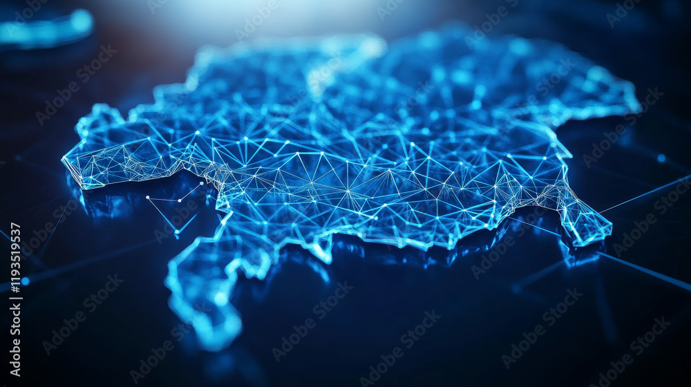 Wall mural hologram of germany. map of germany of polygons, triangles of points and lines. map of germany low p
