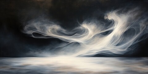 Smoke waves on black background dynamic, swirls