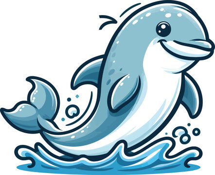 Naklejki Wildlife Swimming Illustration Fun Animal Artwork, Cute Animal Swimming in Water, Playful Animals Swimming
