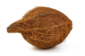 Whole Coconut Isolated on White Background.