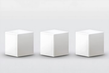 Fototapeta premium Three Blank White Product Boxes on a Light Gray Background