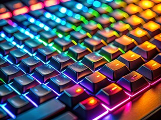 Obraz premium Illuminated Keyboard Keys: Pros & Cons Decision-Making Concept