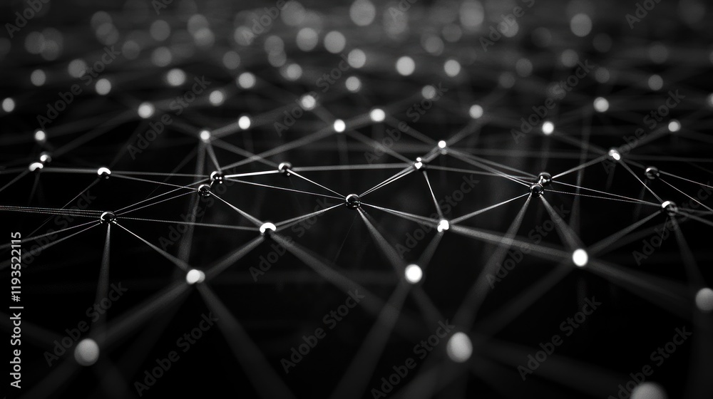 Poster abstract network structure visualization: interconnected nodes and lines representing global communi
