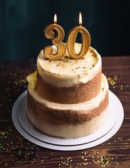 Generated image Beautiful cake celebrating a birthday or milestone of 30
