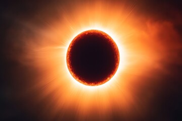 Obraz premium Total solar eclipse, sun corona, dark moon.