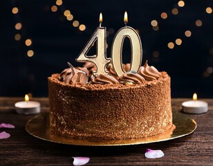 Generated image Beautiful cake celebrating a birthday or milestone of 40