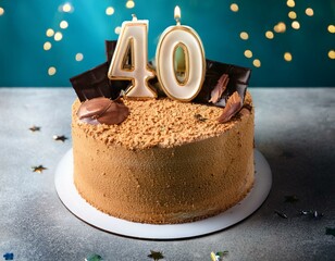 Generated image Beautiful cake celebrating a birthday or milestone of 40