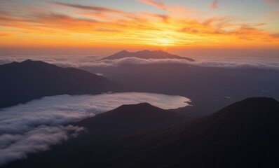 Breathtaking mountain sunrise landscape view