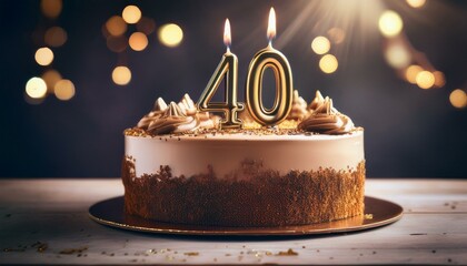 Generated image Beautiful cake celebrating a birthday or milestone of 40