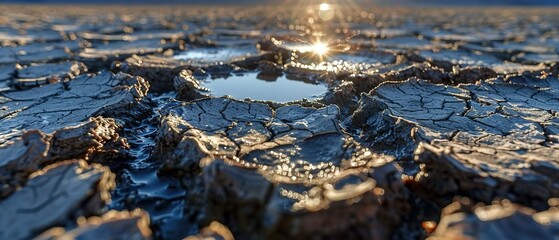 Obraz premium cracked swamp, rain fell and cracked ground