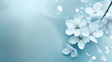 Delicate White Blossoms on a Soft Blue Background