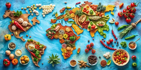 Naklejka premium Italian & Croatian Cuisine Map: A Culinary Journey Through Delicious Dishes