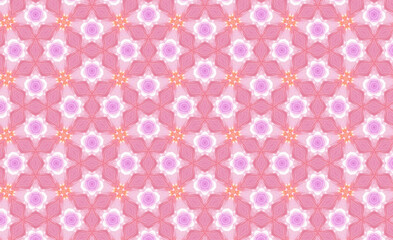 Geometric Pattern with Pink and Purple Flower Motifs