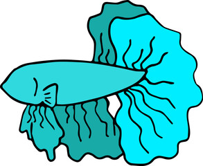 Siamese fighting fish cartoon. Betta fish.	