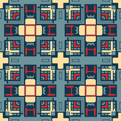 Seamless pattern with geometric multicolored composition. Vector illustration