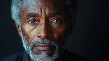 Obraz premium A black man with a striking split-face portrait showcasing deep emotions and intricate details