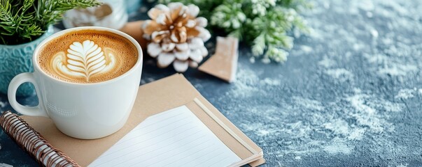 Cozy Winter Coffee Latte Notebook Greenery