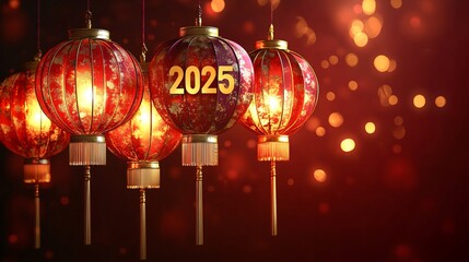 Red lantern with text 2025
