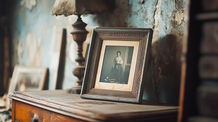 Antique Photo Frame Holds Vintage Portrait Of A Woman