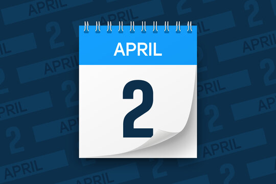 Calendar page with date April 2 vector illustration background