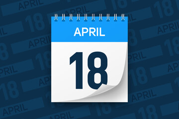 Calendar page with date April 18 vector illustration background