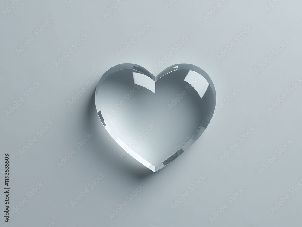 Poster Simple Minimalist Design Featuring A Crystal Clear Heart On A Muted Gray Background Evoking Thoughts Of Love And Affection. 00001