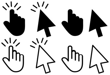 Computer mouse click cursor arrow icon set and loading icons.. Vector illustration. Mouse click cursor collection.