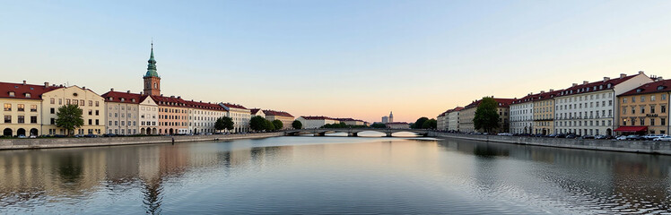 Naklejka premium The City Of Praga Is A Historic Neighborhood In Warsaw, Poland, Known For Its Beautiful Architecture And Scenic Waterfront Views. 00002