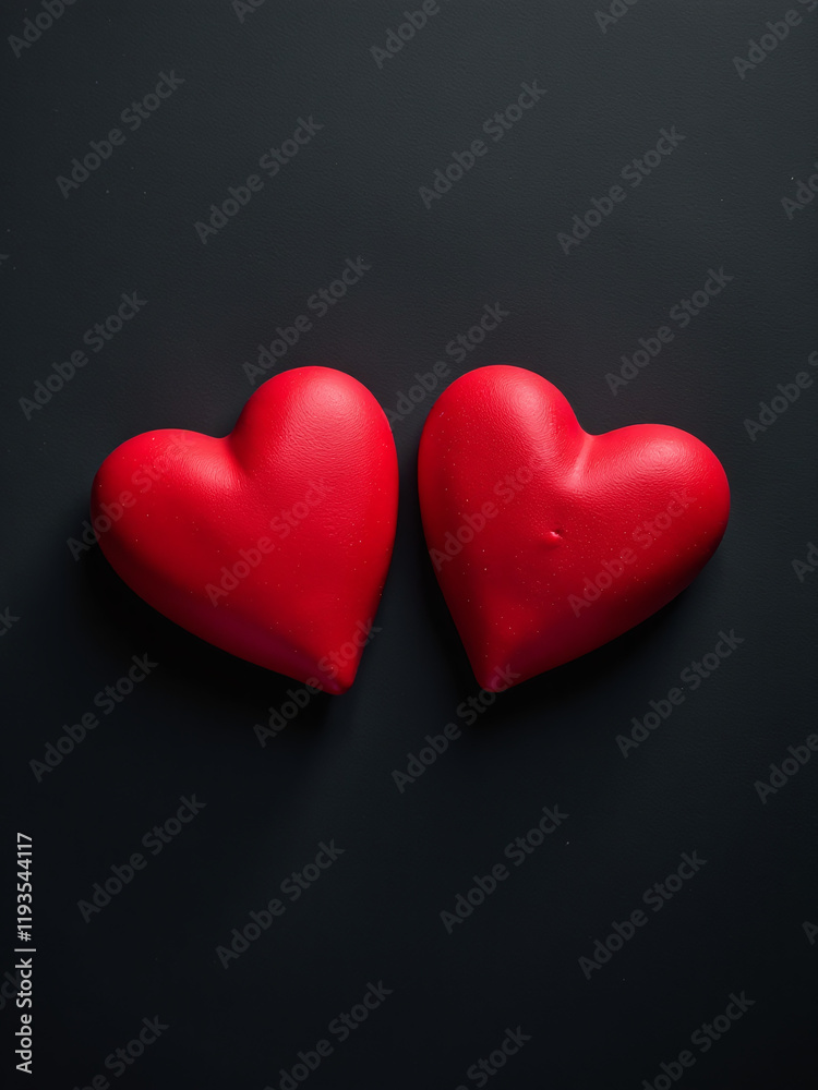Aufkleber A Pair Of Red Hearts Are Placed Against A Dark Backdrop Creating A Bold And Striking Visual Effect Overall. 00002