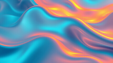Obraz premium 3D rendering of an abstract background in deep turquoise colors. Warm golden hour lighting enhances the luxurious and vibrant aesthetic