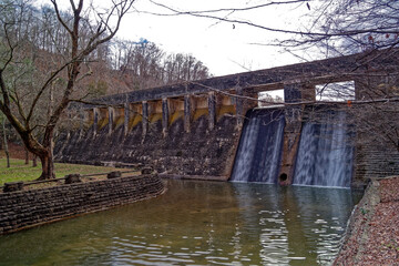 The bridge and dam at Standing stone state park in Tennessee
