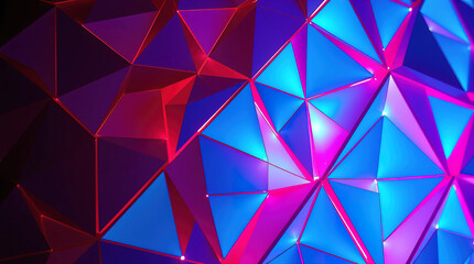 Obraz premium An abstract digital artwork, a complex network of interconnected dark and bright triangular shapes forming a complex three-dimensional structure.