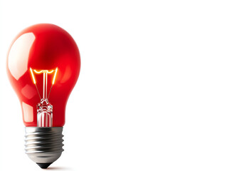 A vibrant red light bulb glowing brilliantly, symbolizing innovative ideas and creativity in technology and design.
