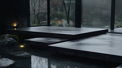 Modern Zen Garden Patio Design with Concrete Steps