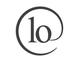 LO logo from two letter with circle shape email sign style. L and O round logotype of business company