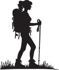 women hiker silhouette design vector art illustration