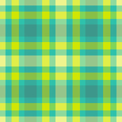 Vibrant seamless plaid pattern in springlike shades of yellow and teal. Ideal for textile design, website backgrounds, or any project needing a cheerful, fresh aesthetic.