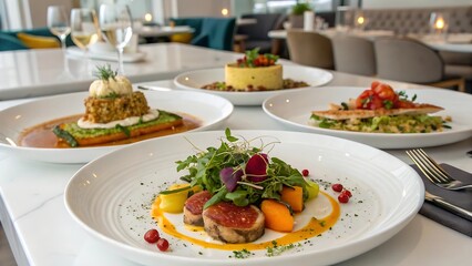 "Elegance on a Plate: A Showcase of Gourmet Dining"
"Culinary Masterpieces: The Art of Fine Dining"
"Plated Perfection: A Celebration of Flavor and Design"
"Haute Cuisine in a Luxurious Setting"
