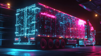 Obraz premium The loading of the truck from the particles. Loading the truck consists of circles and points