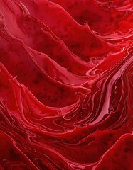 Shiny red gel creating wavy shapes, ideal for backgrounds and textures.