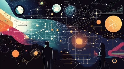 Conceptual design of empiricism rationalism showing thought experiments illustrated with cosmic diagrams