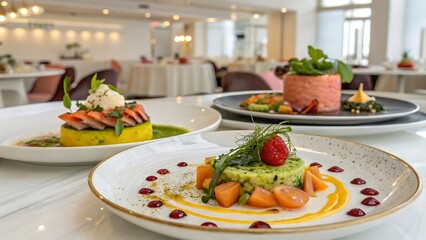 "Elegance on a Plate: A Showcase of Gourmet Dining"
"Culinary Masterpieces: The Art of Fine Dining"
"Plated Perfection: A Celebration of Flavor and Design"
"Haute Cuisine in a Luxurious Setting"
