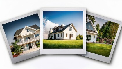Residential houses collage representing different architectural styles for real estate market.