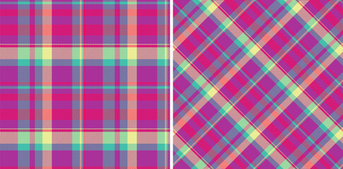 Vibrant plaid patterns in pink, teal, and cream. Perfect for textile design, fashion, scrapbooking, or website backgrounds. Two seamless designs offer versatile options for creative projects.