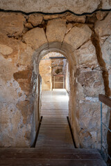 The interior of the ancient bath house at Masada in the Judean Desert in Israel.
