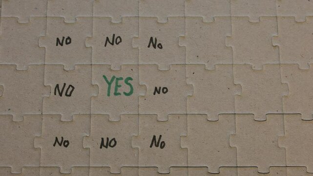 Yes or no puzzle pieces. Concept video.