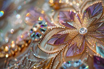 Obraz premium Intricate beaded floral design close-up