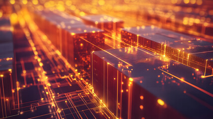 
A conceptual rendering of global logistics with trade routes glowing on a futuristic map