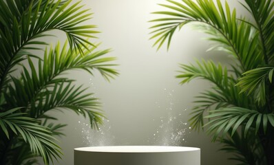 Empty pedestal with greenery surrounding it